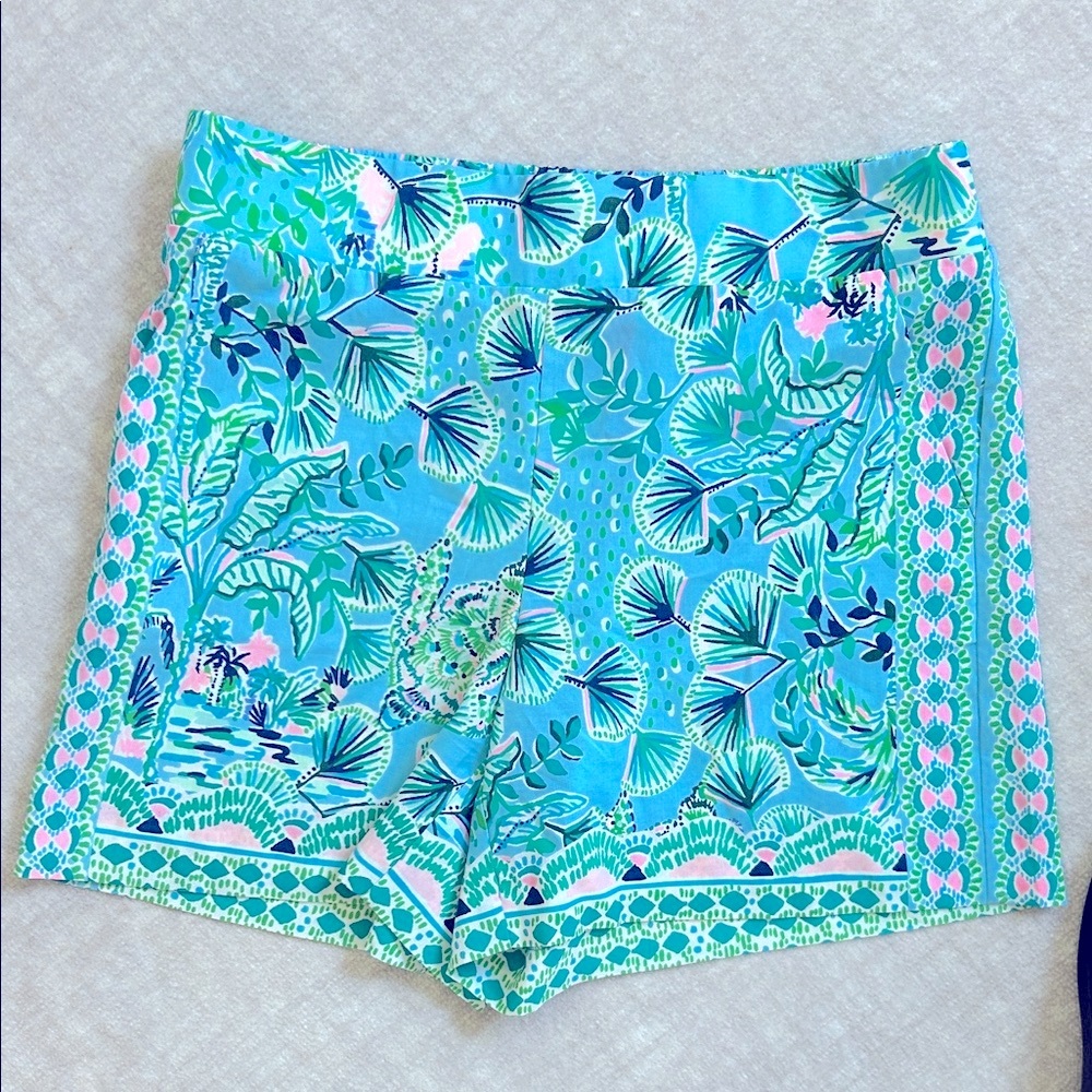 Lilly Pulitzer Blue Multi High-Waist Women’s Shorts - Picture 4 of 8